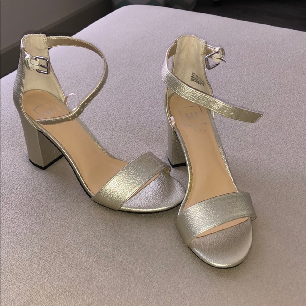 Never Worn Gold Block Heels